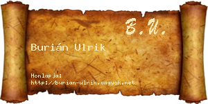 Burián Ulrik névjegykártya